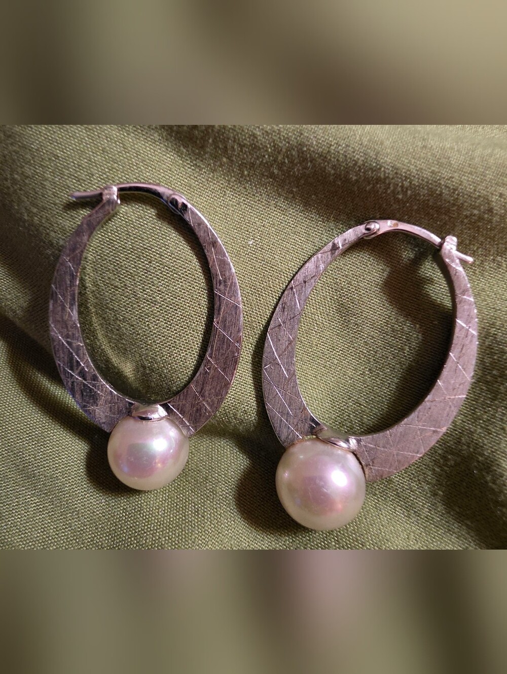 Sterling Silver Hoop Earrings with Pearl Drops - Women Jewelry